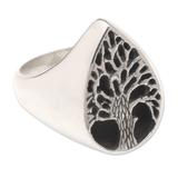 Promise Tree,'Tree-Themed Men's Sterling Silver Signet Ring from Bali'