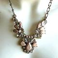 J. Crew Jewelry | J. Crew Pink And Crystal Clear Rhinestones Floral Statement Necklace Goldtone | Color: Cream/Pink | Size: Os