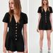 Zara Pants & Jumpsuits | Black Zara Brown Button Shorts Romper | Color: Black/Brown | Size: M