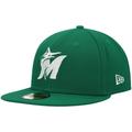 Men's New Era Kelly Green Miami Marlins White Logo 59FIFTY Fitted Hat