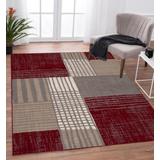 Luxe Weavers Incas Collection 184 Red 8x10 Modern Plaid Area Rug - Luxe Weavers 184 Red 8x10