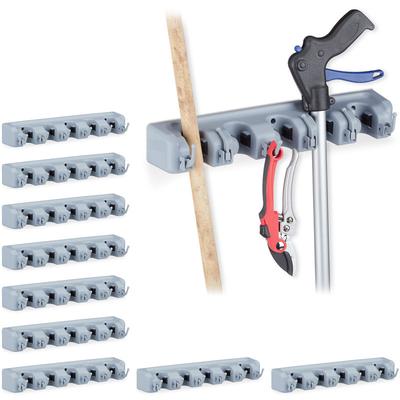 Relaxdays - 10 x Gerätehalter Wandhalterung, 50 Klemmhalter, 60 Klapphaken, Universal Image