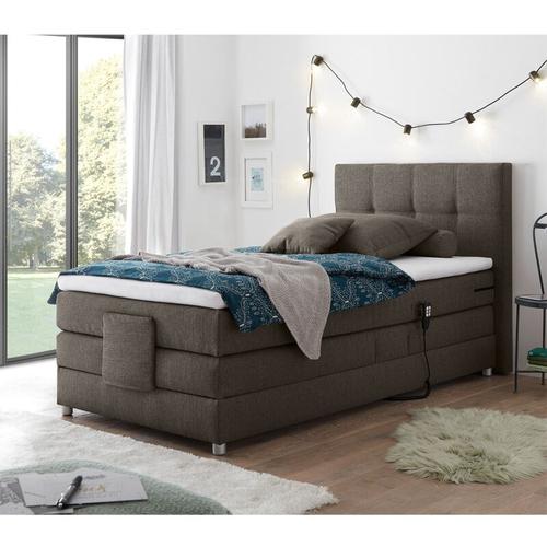 Lomadox – Boxspringbett Jugendbett in 120×200 cm MANAUS-09, in der Farbe stone,