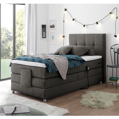 Lomadox – Boxspringbett Jugendbett in 120×200 cm MANAUS-09, in der Farbe Elephant grau,