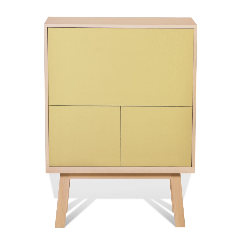 Bureau secrétaire avec rangement de 90 cm de large, en frêne