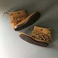 Urban Outfitters Shoes | Minnetonka Leather Fringe Moccasin Ankle Boot Urban Outfitters 5 Tan | Color: Tan | Size: 5