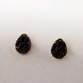 Anthropologie Jewelry | 2/$10 New! Water Drop Stud Earrings Black Gem Crystal Dainty Cute | Color: Silver | Size: Os