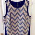 J. Crew Tops | Chevron Texture Gold And Navy Wide Strap Jcrew Top | Color: Blue/Gold | Size: 8