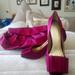 Nine West Shoes | Beautiful Tuxedo Bow Style 4 Inch Wine Satin Nine West Pump And Clutch Set | Color: Red | Size: 9.5