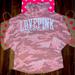 Pink Victoria's Secret Tops | New Vs Pink Size Medium Pink Camo Print Varsity Logo Long Sleeve. | Color: Pink/White | Size: M