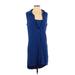 Forever 21 Casual Dress Plunge Sleeveless: Blue Solid Dresses - Women's Size Small