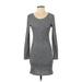 Ya Los Angeles Casual Dress - Bodycon: Gray Solid Dresses - Women's Size Small