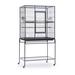 Tucker Murphy Pet™ 59.25" Iron Flat Floor Bird Cage w/ Wheels Steel in Gray/Black/Brown | 59.25 H x 20.5 W x 31.13 D in | Wayfair F046