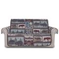 Loon Peak® It's a Wildlife Patchwork Box Cushion Loveseat Slipcover Polyester in Gray | 75 H x 92 W x 24 D in | Wayfair