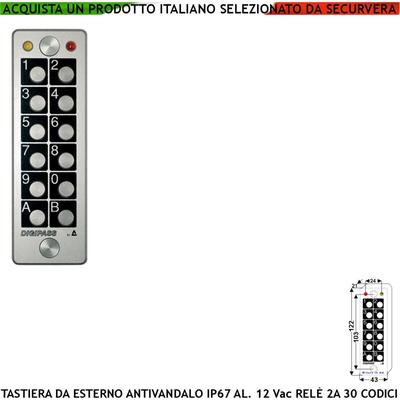 Tastiera Elettronica da Esterna Anti-Vandalo Stand-alone Led Verde e Rosso 30 Codici Univoci 4/6