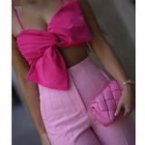 Zara Tops | Blogger's Fave! Zara Bow Crop Top Pink Sz Small Nwt | Color: Pink | Size: Various