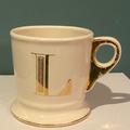 Anthropologie Dining | Anthropologie Monogram Letter L Mug Coffee Cup Shaving Cup With Gold Trim | Color: Gold/White | Size: Os