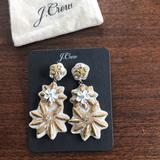 J. Crew Jewelry | J. Crew Golden Blossom Statement Earrings Nwt | Color: Gold/White | Size: Os