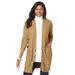 Plus Size Women's Cable Duster Sweater by Jessica London in Soft Camel (Size 22/24) Long Cardigan