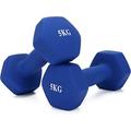 Neoprene Dumbbells 5kg Pair Home Exercise for Ladies Kids Arm Hand Weights Pilates Dumbbells 5kg in Red Blue and Pink Color | AJX (Blue 5kg)