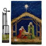 Breeze Decor Nativity of Jesus Winter Impressions 2-Sided Polyester 19 x 13 in. Flag Set in Blue/Brown | 18.5 H x 13 W in | Wayfair