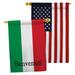 Breeze Decor Italy Benvenuti - Impressions Decorative American Embroidery 2-Sided 40 x 40 in. House Flag in Gray/Green/Red | 40 H x 28 W in | Wayfair