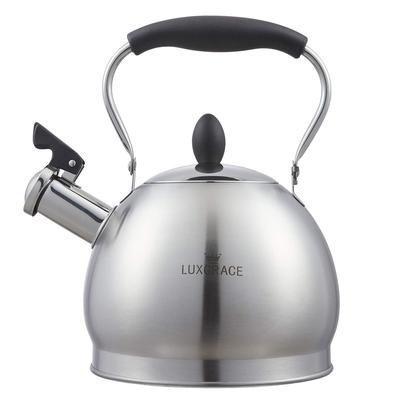 Creative Home 2.6 Qt. Stainless Steel Whistling Tea Kettle Teapot with Folding Handle, Aluminum Capsulated Bottom, Satin Finish