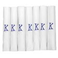 DUDU N GIRLIE Herren-Taschentücher mit Satinrand und blauen Initialen, Größe K, Weiß