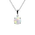 Franki Baker Sterling Silver Small & Dainty Round High Gem Grade Natural Opal Gemstone Pendant Necklace Length: 50cm. Pendant with bale: 1.4 cm