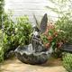 Festive Lights - Solar Fairy with Leaf Water Fountain - Outdoor Garden Ornamental Water Feature - Bronze (Mains Adapter Not Included)