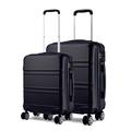 Kono Luggage Set of 2 PCS Lightweight ABS Hard Shell Trolley Travel Case 20" Carry on Hand Cabin Suitcase + 24" Medium Check in Luggage with TSA Lock Spinner Wheels (Black)