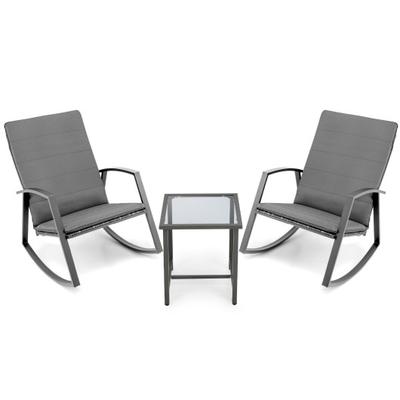 Costway 3 Pieces Patio Rattan Rocking Furniture Se...