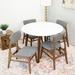 Hermes 5-Piece Round Dining Set w/ 4 Fabric Dining Chairs in Dark Grey