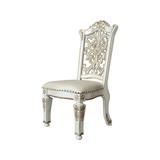 ACME Furniture Queen Anne Back Side Chair in Gold/White Faux Leather/Wood/Upholstered in Brown | 48 H x 23 W x 27 D in | Wayfair DN01347