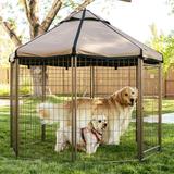 Advantek Pet Gazebo Dog Kennel Metal in Brown | 60.5 H x 65 W x 65 D in | Wayfair 23405ET