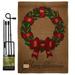 Breeze Decor Wreath Winter Christmas Impressions 2-Sided Polyester 19 x 13 in. Garden Flag in Red/Green/Brown | 18.5 H x 13 W in | Wayfair