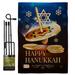Breeze Decor Happy Hanukkah Dreidel Winter Impressions 2-Sided Polyester 19 x 13 in. Flag Set in Black/Blue/Brown | 18.5 H x 13 W in | Wayfair