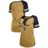 Women's New Era Gold/Black Orleans Saints Legacy Lace-Up Raglan T-Shirt