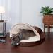 FurHaven Wave Fur & Velvet Snuggle Cave Orthopedic Hooded Dog Bed Polyester/Memory Foam in Black/Brown | 3 H x 35 W x 35 D in | Wayfair 87408031