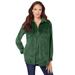 Plus Size Women's Corduroy Big Shirt by Roaman's in Midnight Green (Size 44 W) Button Down