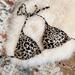 J. Crew Swim | J Crew Leopard Print Triangle Bikini Top Size Medium Animal Print Adjustable | Color: Brown/Tan | Size: M