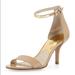 Michael Kors Shoes | Michael Kors Kristen Nude Mid-Heel Patent Sandal | Color: Gold/Tan | Size: 5.5