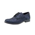 Boys Oxford Paisley Pattern Lace Up Formal Wedding Prom Dress Navy & Black Shoes Size Youth 4