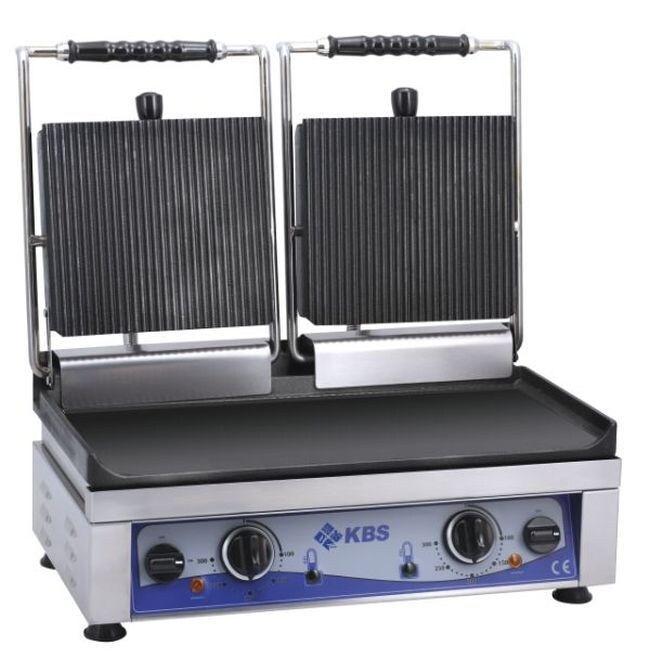 GMG Kontaktgrill Grillfläche 52x24 cm oben gerillt & unten glatt 2 Heizzonen Image