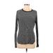 Trafaluc by Zara Long Sleeve T-Shirt: Black Print Tops - Women's Size Medium