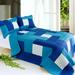 Blue Hour 3PC Vermicelli-Quilted Patchwork Quilt Set (Full/Queen Size)
