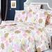 Pink Brown Flowers 100% Cotton 4PC Duvet Cover Set