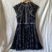 Free People Dresses | Free People Navy Blue Mesh With Embroidery Dress | Color: Blue/Gray | Size: 0