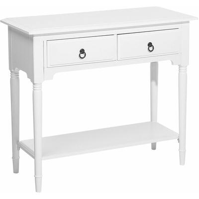 Beliani - Konsolentisch Weiß 38 x 91 cm 2 Schubladen mdf Tischplatte Gefärbt Rechteckig Landhausstil