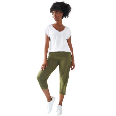 Plus Size Women's Stretch Cargo Capris by ellos in Dark Basil (Size 36)